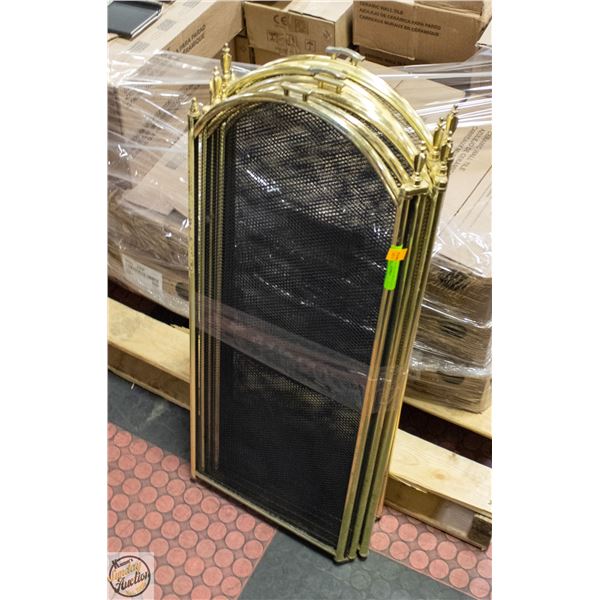 2 VINTAGE BRASS FIRE PLACE SCREEN