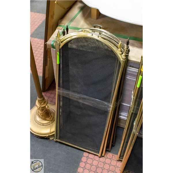 2 VINTAGE BRASS FIRE PLACE SCREEN
