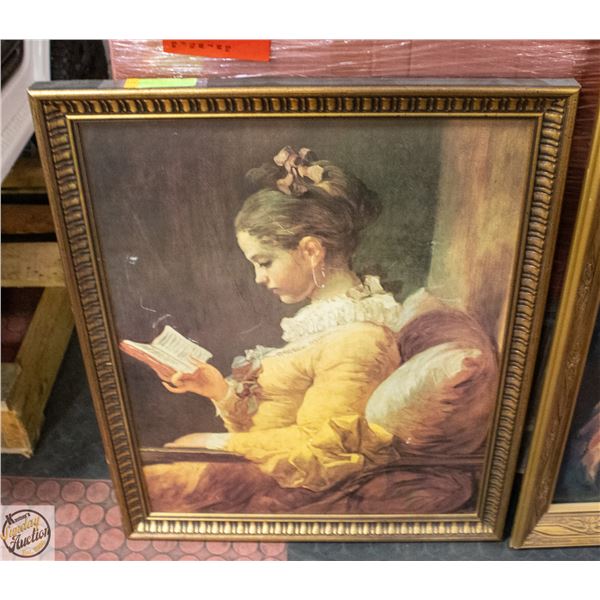 YOUNG GIRL READING PRINT BY HONORE FRAGONARD