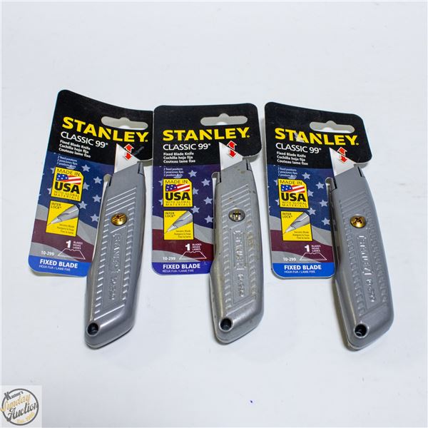 NEW 3 STANLEY 99 FIXED BLADES