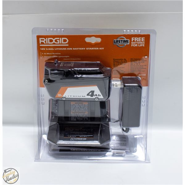 NEW RIDGID 18 V 4.0AH LITHIUM-ION BATTERY &