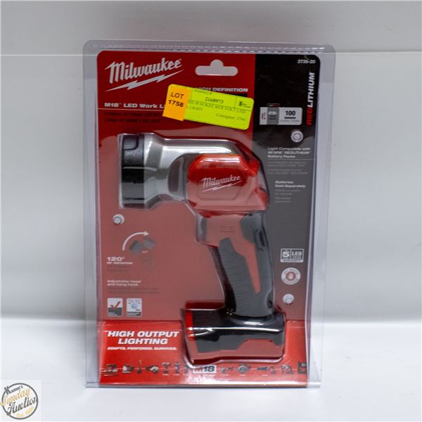 NEW MILWAUKEE M18 VOLT LED WORK LIGHT
