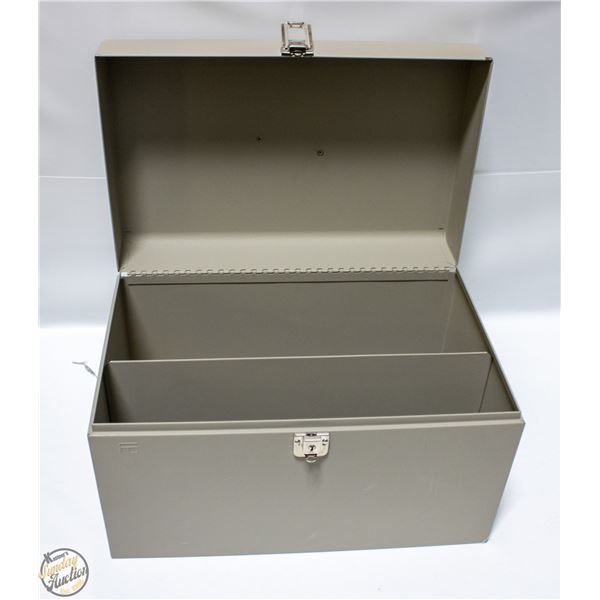 VINTAGE METAL FILE STORAGE CASE 10"X16"X10"