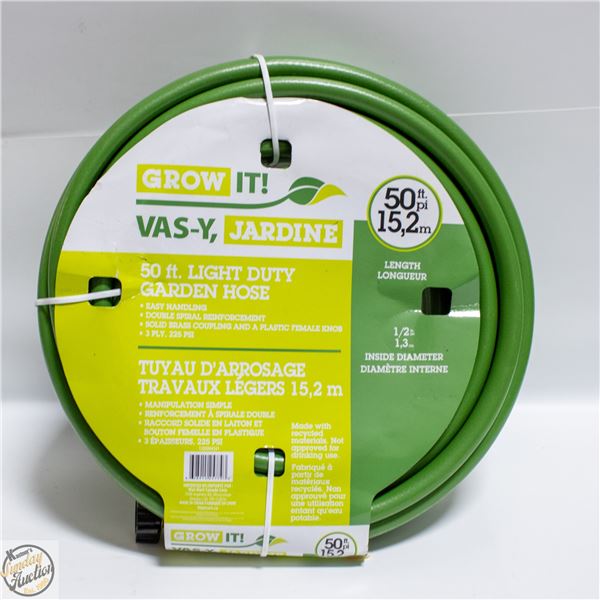 NEW GROW-IT 50 FT LIGHT DUTY GARDEN HOSE