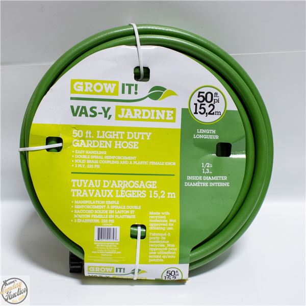 NEW GROW-IT 50 FT LIGHT DUTY GARDEN HOSE