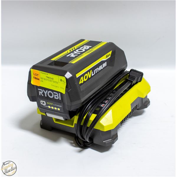 RYOBI 40V BATTERY WITH CHARGER