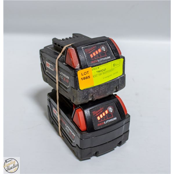 2 MILWAUKEE 18V BATTERIES