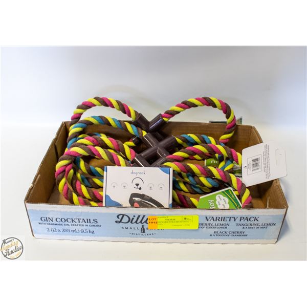 PINK DOG BARK COLLAR (8-100lb) + 5 ROPE TOYS