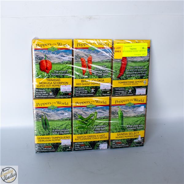 PKG OF 6 PEPPER SEEDS – HOT TO