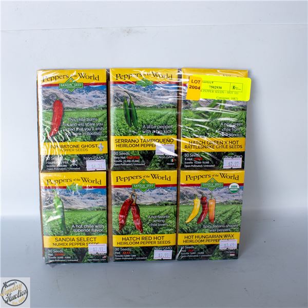 PKG OF 6 PEPPER SEEDS – HOT TO