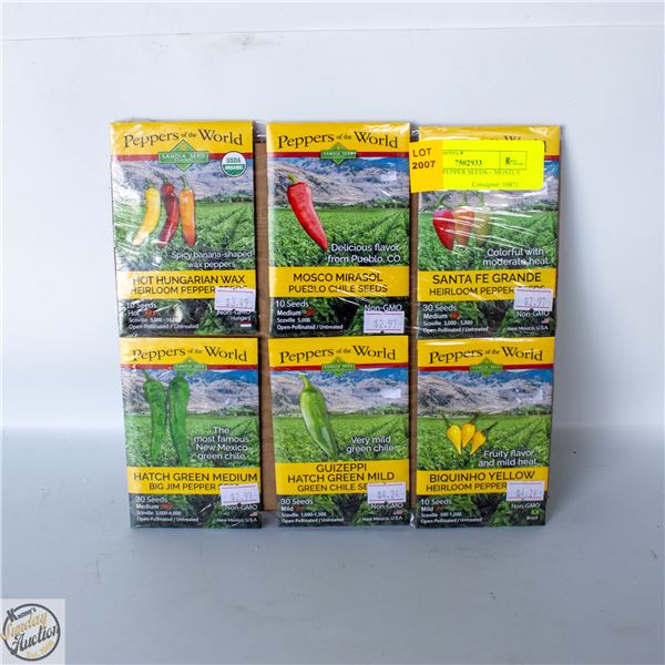 PKG OF 6 PEPPER SEEDS – MOSTLY MILD TO