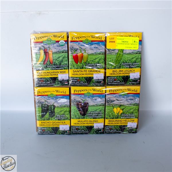 PKG OF 6 PEPPER SEEDS - MOSTLY MILD TO