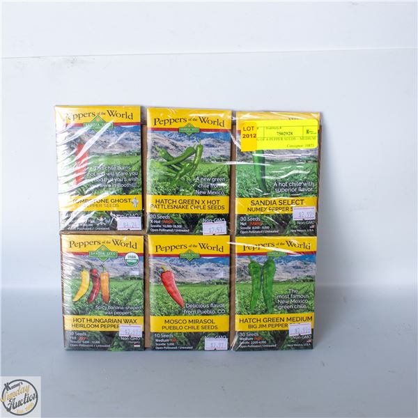 PKG OF 6 PEPPER SEEDS – MEDIUM TO