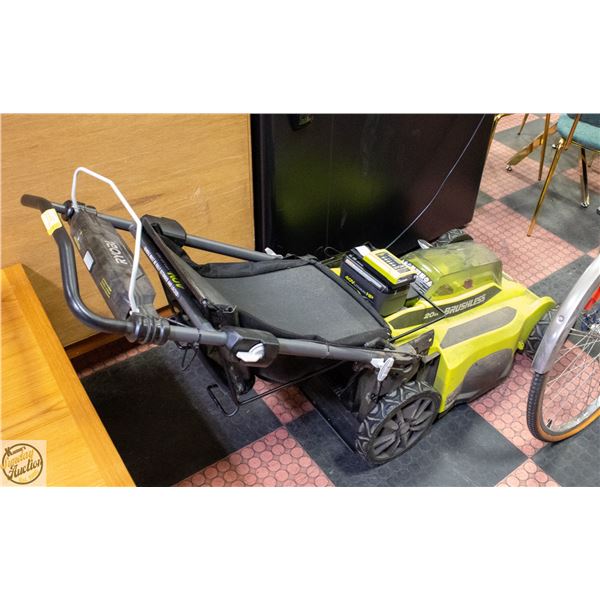 RYOBI 20" BRUSHLESS LAWNMOWER WITH BAG