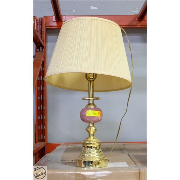 VINTAGE PINK BRASS LAMP
