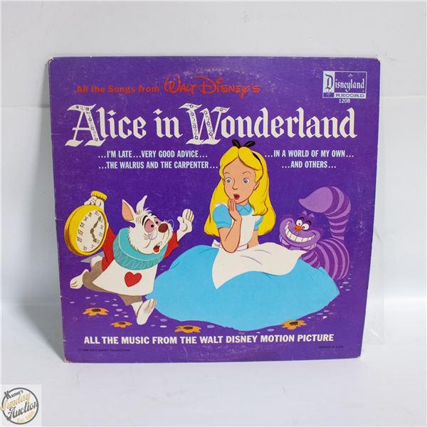 ALICE IN WONERLAND DISNEY MOVIE VINYL RECORD