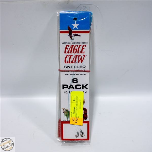 12 X 6PKS EAGLE CLAW FISH HOOKS & LEADERS