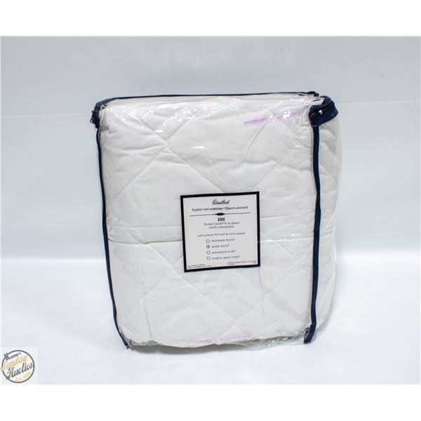 QUILTED FEATHER BED PROTECTOR 100% COTTON DOUBLE