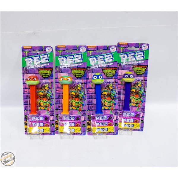 4 TEENAGE MUTANT NINJA TURTLES PEZ DISPENSERS +
