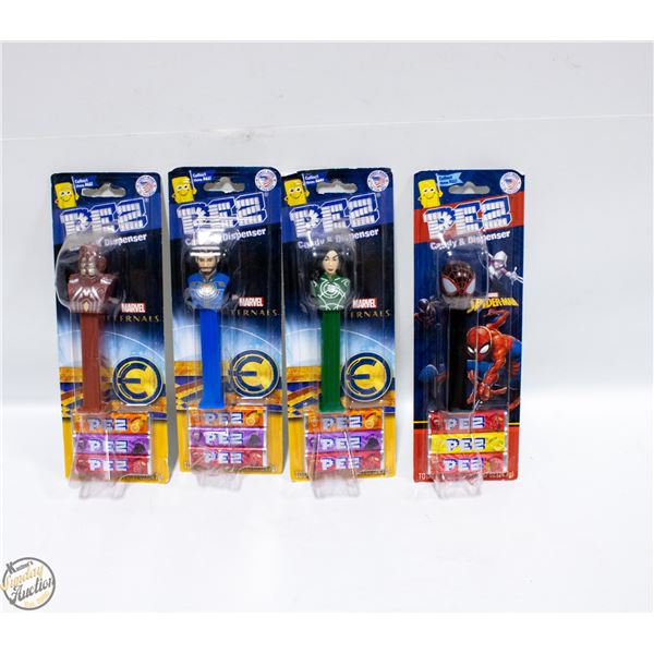4 MARVEL COMICS PEZ DISPENSER+CANDY SPIDER-MAN+