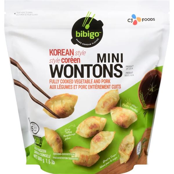 FROZEN:  KOREAN STYLE VEGETABLE & PORK MINI WONTONS (680G) - BAG