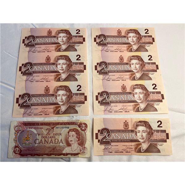 Canadian Two Dollar Banknotes