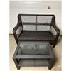 Image 1 : Wicker Patio Bench & Table