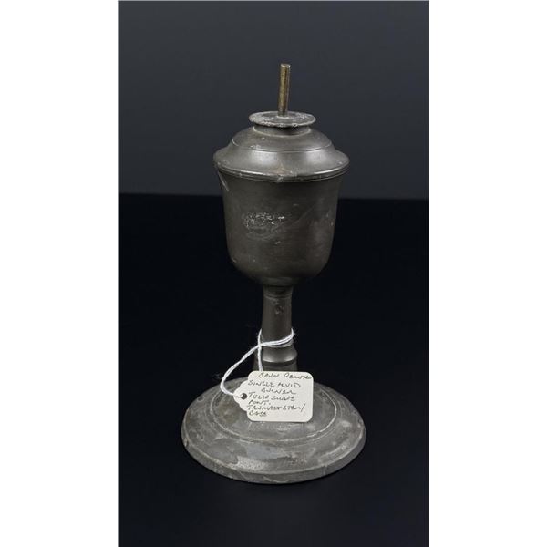 19th Century Pewter Tulip Oil Lamp