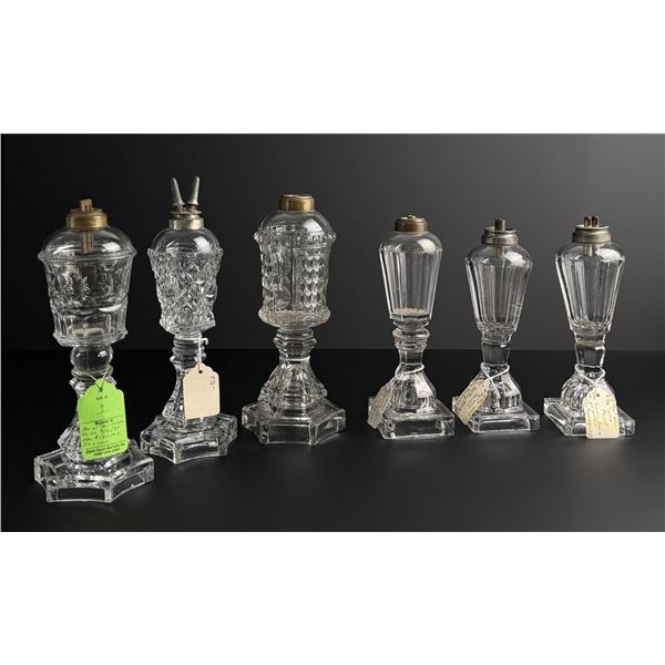 19th Century Flint Glass Whale Oil Lamps