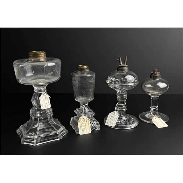 19th Century Pressed Glass Whale Oil Lamps