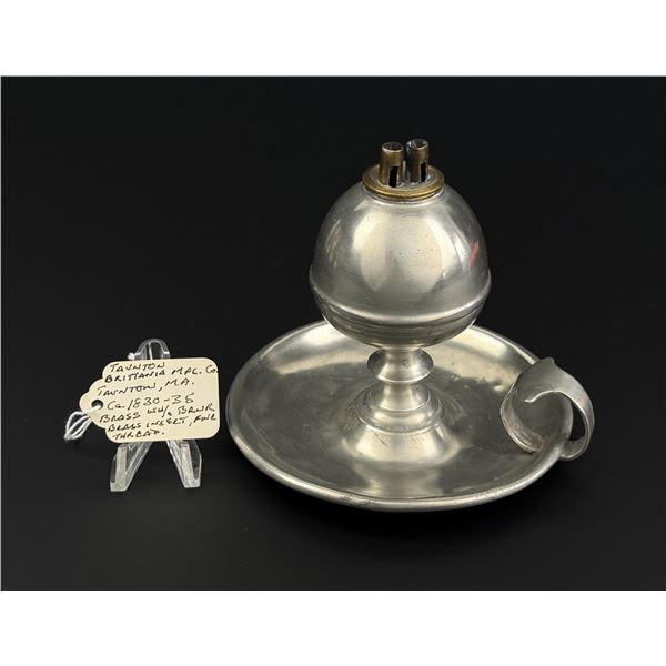Taunton Britannia Co Pewter Whale Oil Finger Lamp