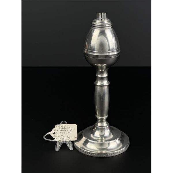 Roswell Gleason Pewter Whale Oil Lamp