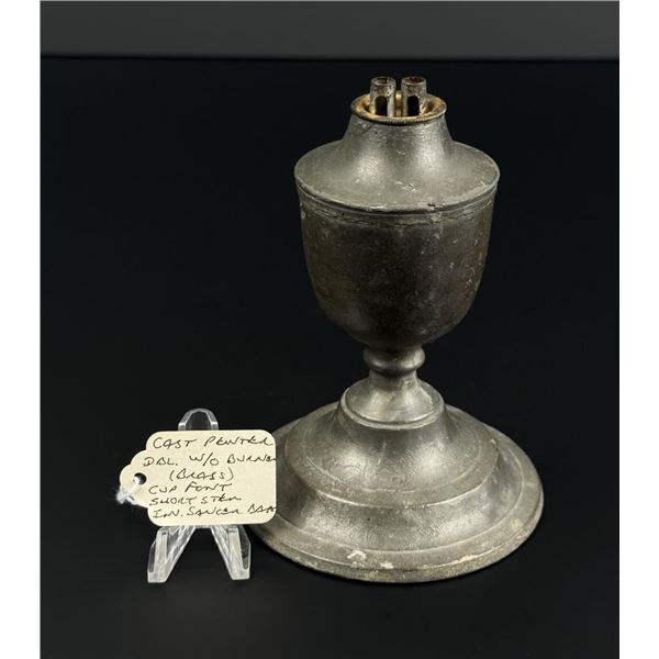 18th Century Cast Pewter Whale Oil Lamp
