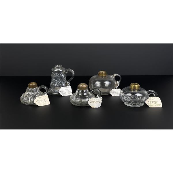 19th Century Kerosene Flint Glass Finger Lamps