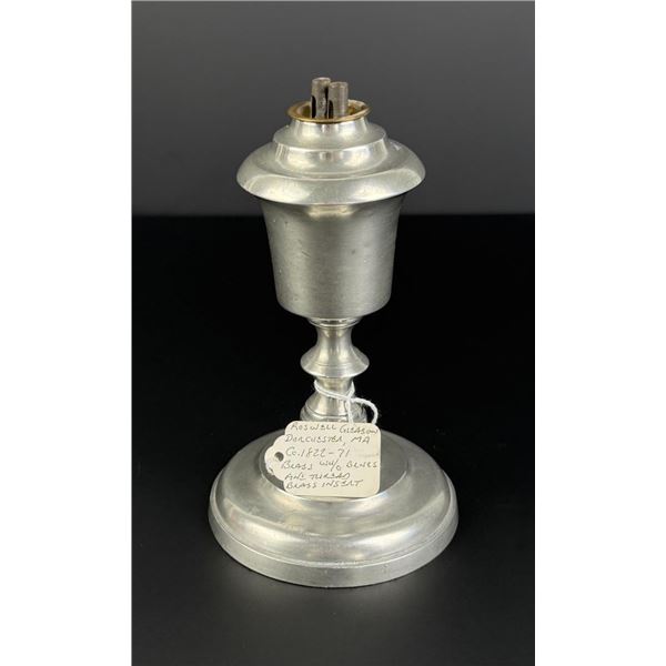 Roswell Gleason Pewter Whale Oil Lamp