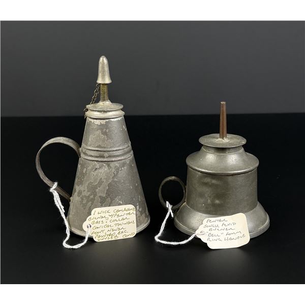 Whale Oil Pewter and Tin Finger Lamps