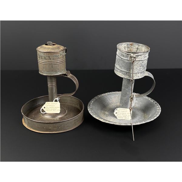 Tin Tinware Fat Whale Oil Grease Lamps