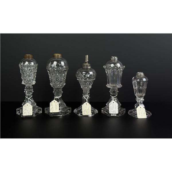 Flint Sandwich Glass Whale Oil Lamps