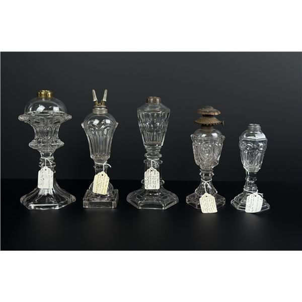 Flint Sandwich Glass Whale Oil Lamps