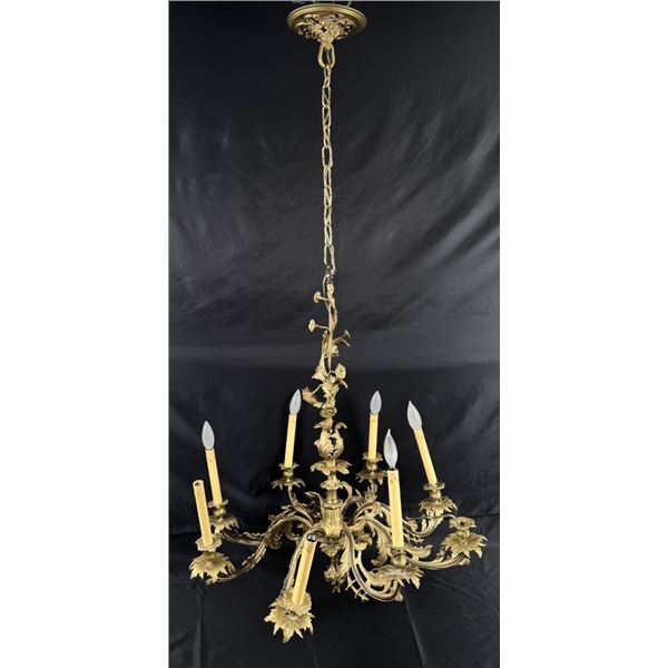 French Rococo Style Gilded Brass Chandelier