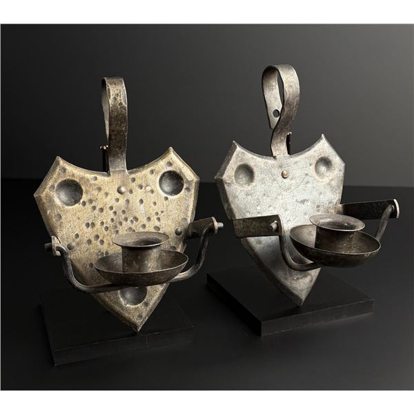 German Wrought Iron Gimbaled Candle Holders