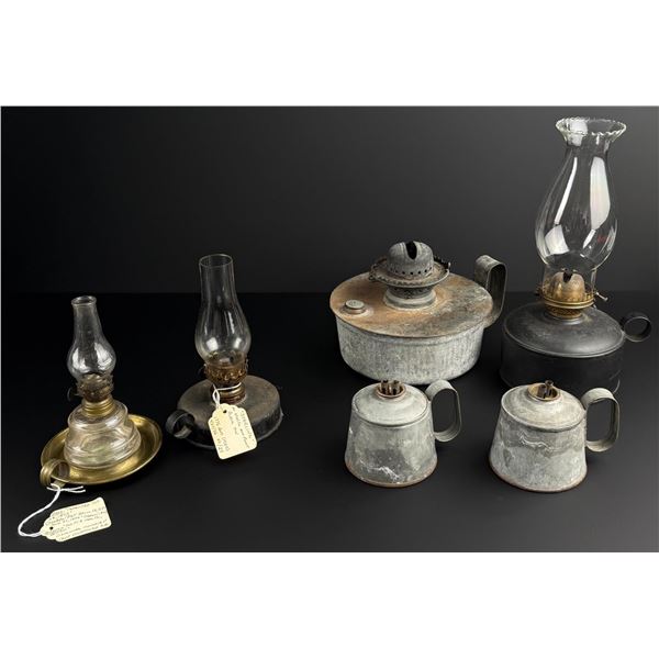 Collection of Tin Kerosene Finger Lamps