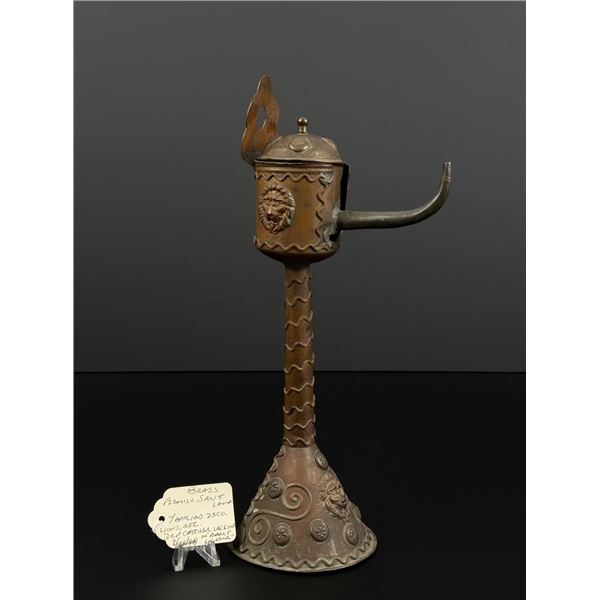 19th Century Flemish Brass Whale Oil Lamp
