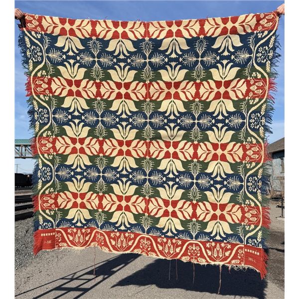 1854 Pennsylvania Jacquard Four Color Coverlet