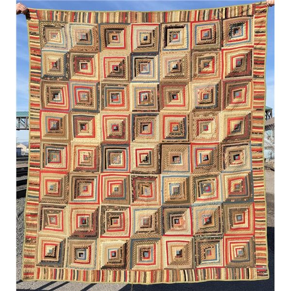 1870s Pennsylvania Log Cabin Straight Furrow Quilt