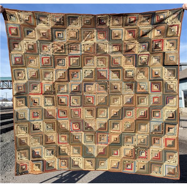1880s Pennsylvania Log Cabin Barn Raising Quilt
