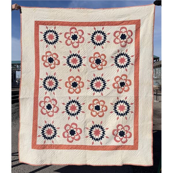 1870s Pennsylvania Carpenters Wheel Quilt