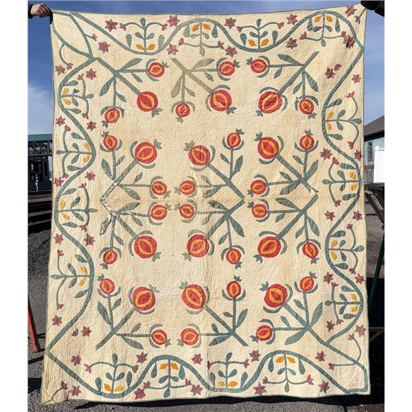 1870s Pennsylvania Pomegranate Quilt