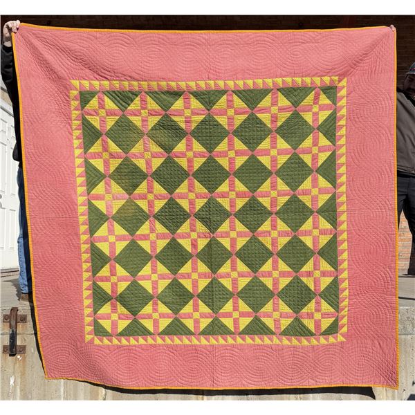 1880s Ohio Diamond and Cross Quilt