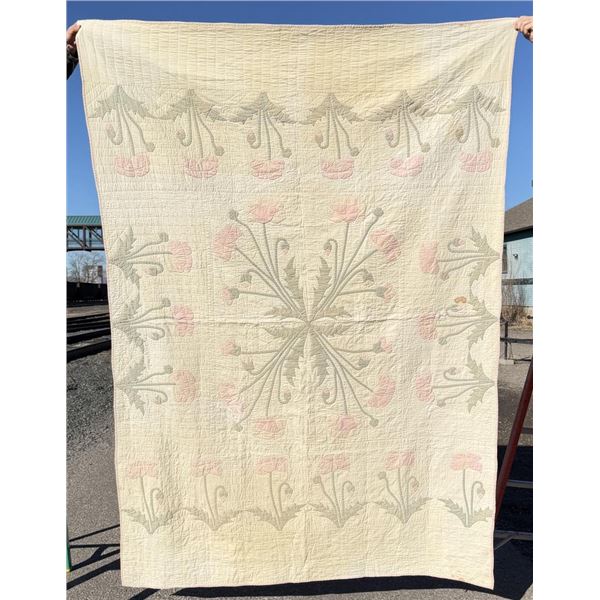 1930s Marie Webster Pink Poppy Quilt